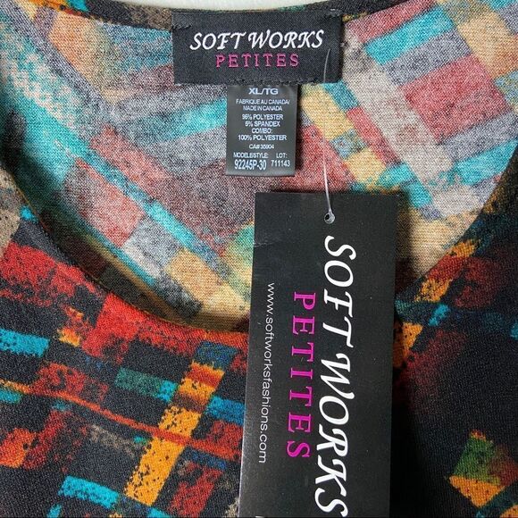 Nwt black multicolour 3/4 sleeve top shirt casual  blouse XL - Picture 8 of 9